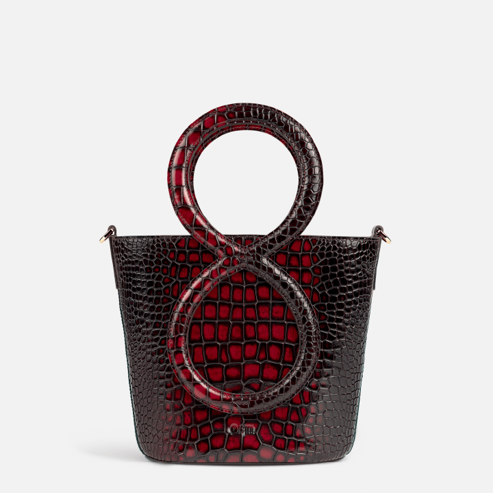 Infinity Bag - Burgundy and Black Crocodile Embossed