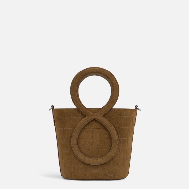 Infinity Bag - Coffee Brown Croc Embossed Suede