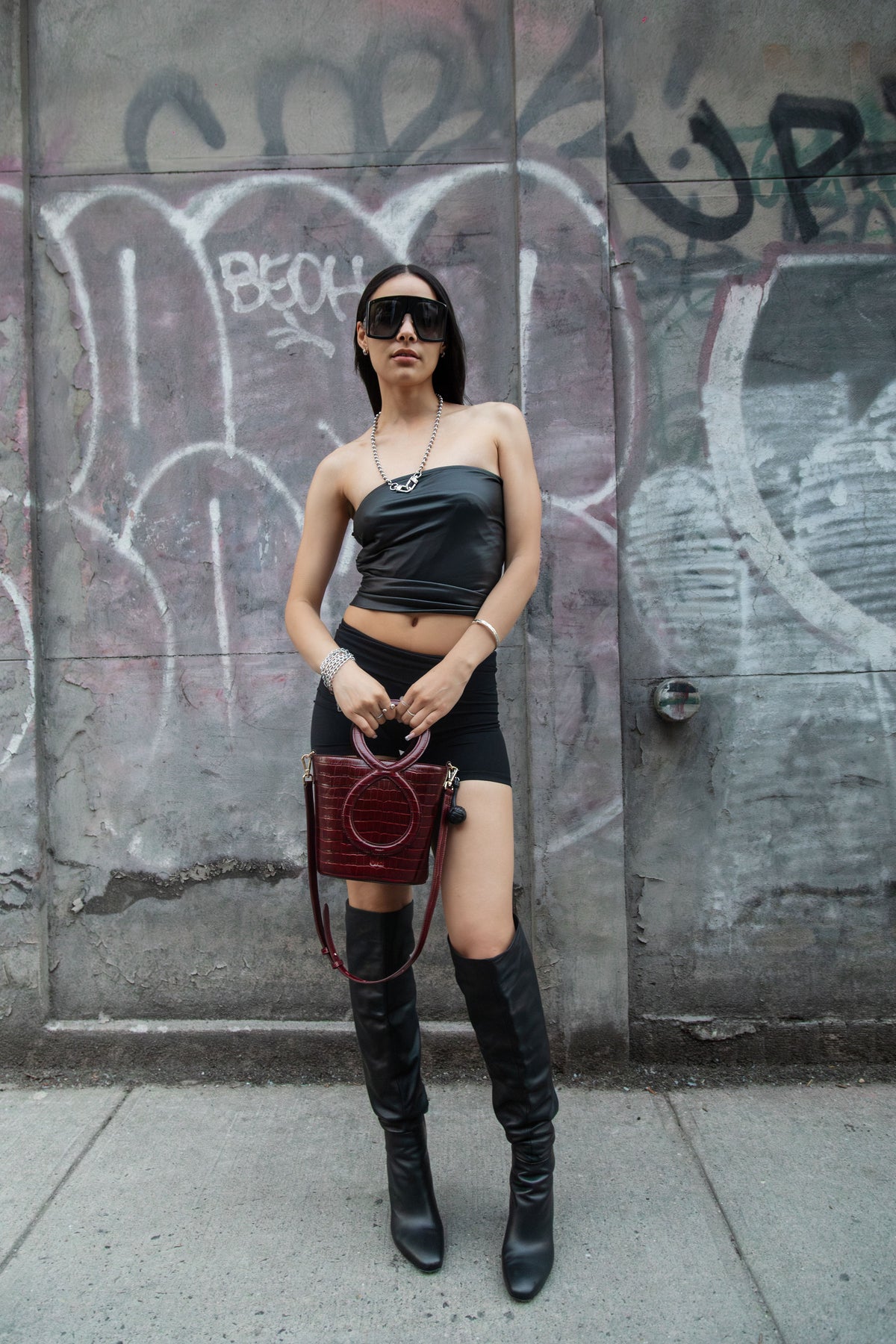 Infinity Bag - Burgundy Croc Embossed