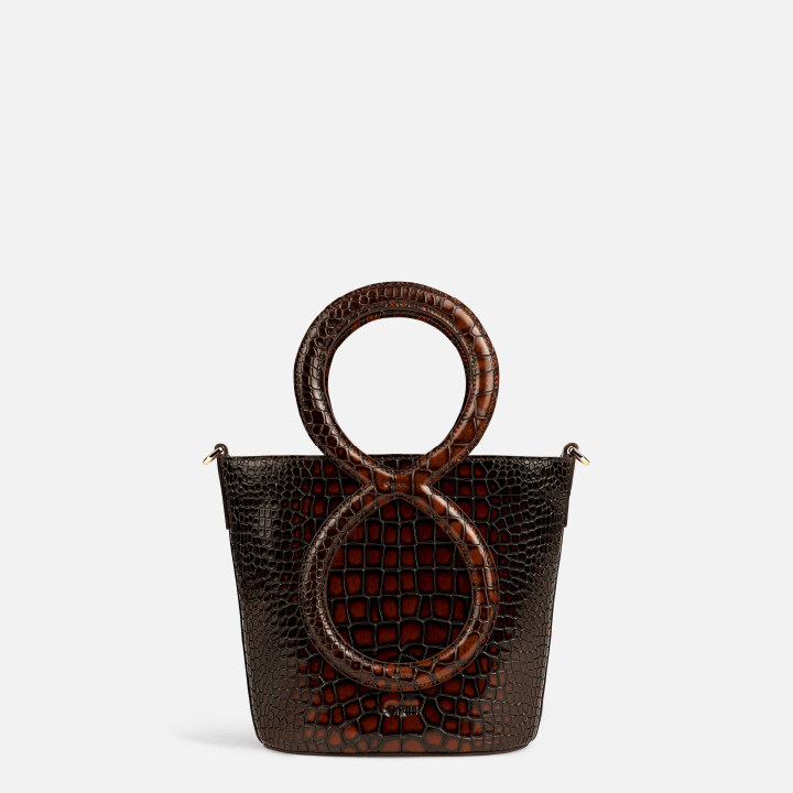 Infinity Bag - Burgundy and Brown Crocodile Embossed