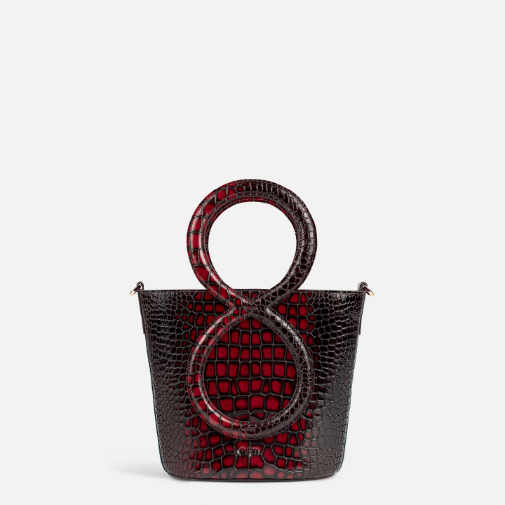 Infinity Bag - Burgundy and Black Crocodile Embossed