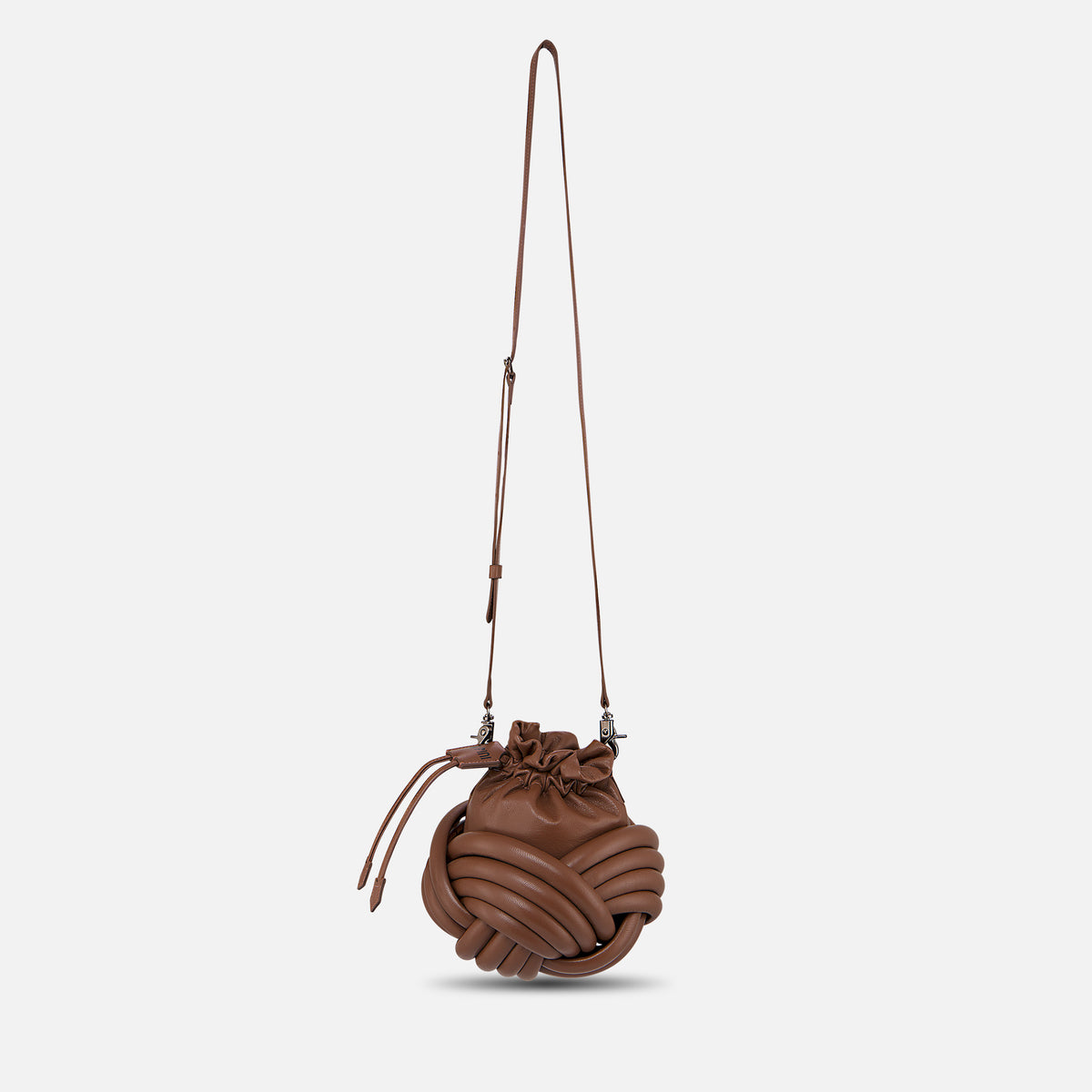 Knurly Drawstring Bag 18 M - Cognac Brown